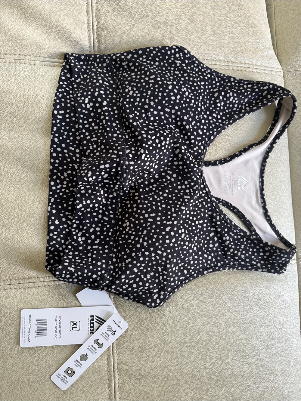 RBX Sports Bra with White Dot Print